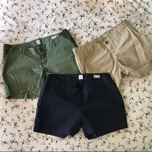 Gap Maternity Summer Shorts in green, navy & khaki